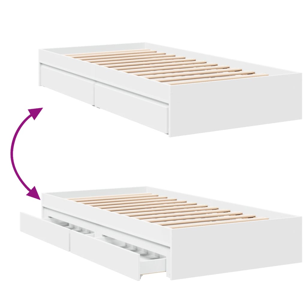 vidaXL Cama con cajones madera de ingeniería blanca 90x200 cm