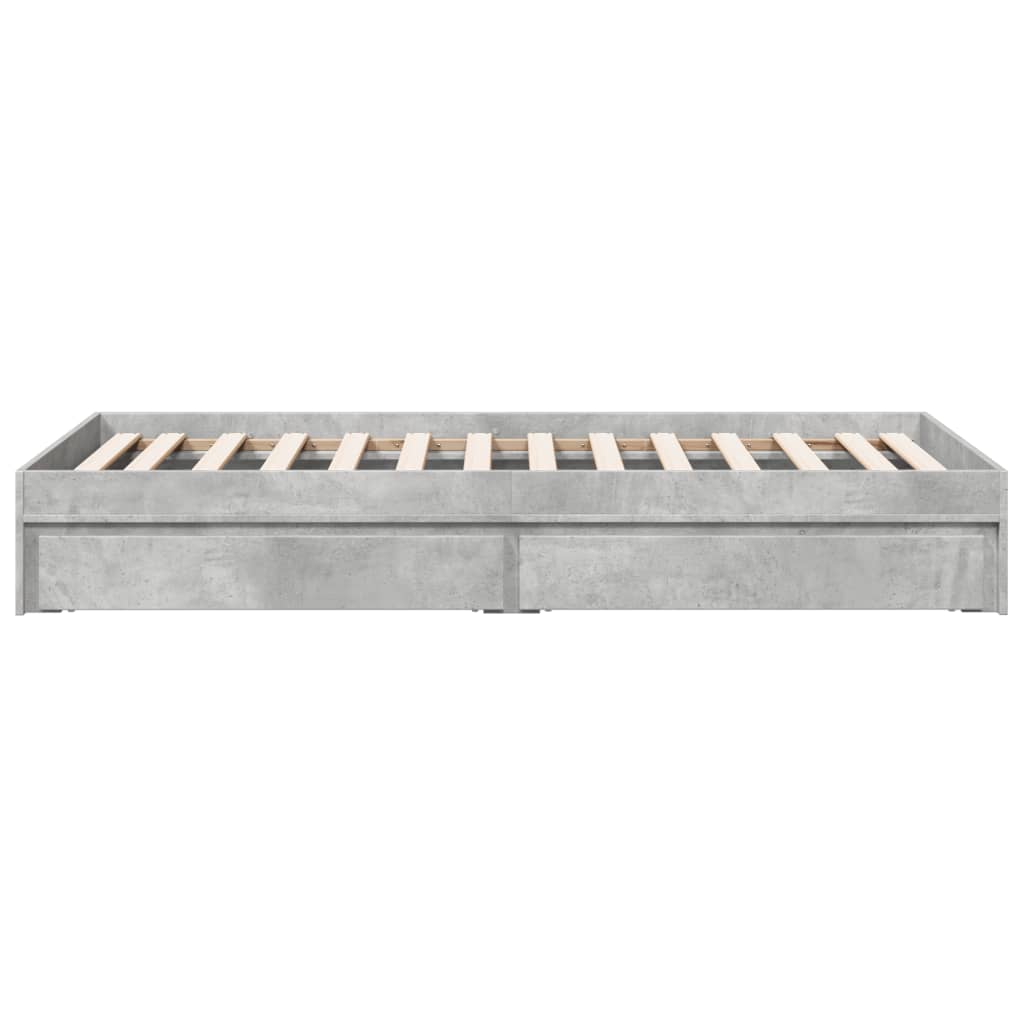 vidaXL Cama con cajones madera ingeniería gris hormigón 90x200 cm