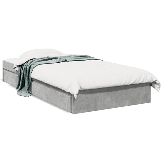 vidaXL Cama con cajones madera ingeniería gris hormigón 90x200 cm