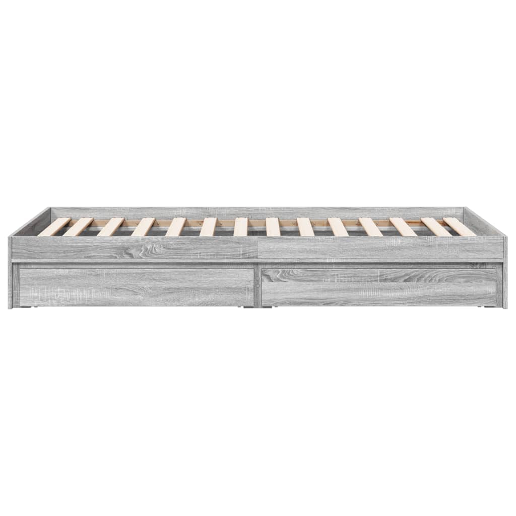 vidaXL Cama con cajones madera ingeniería gris Sonoma 90x200 cm