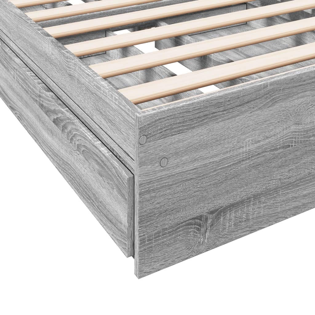 vidaXL Cama con cajones madera ingeniería gris Sonoma 90x200 cm