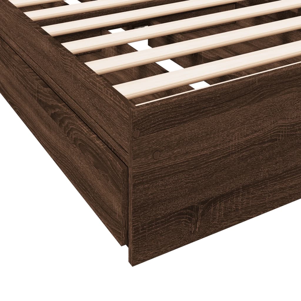 vidaXL Cama con cajones madera de ingeniería marrón roble 90x200 cm