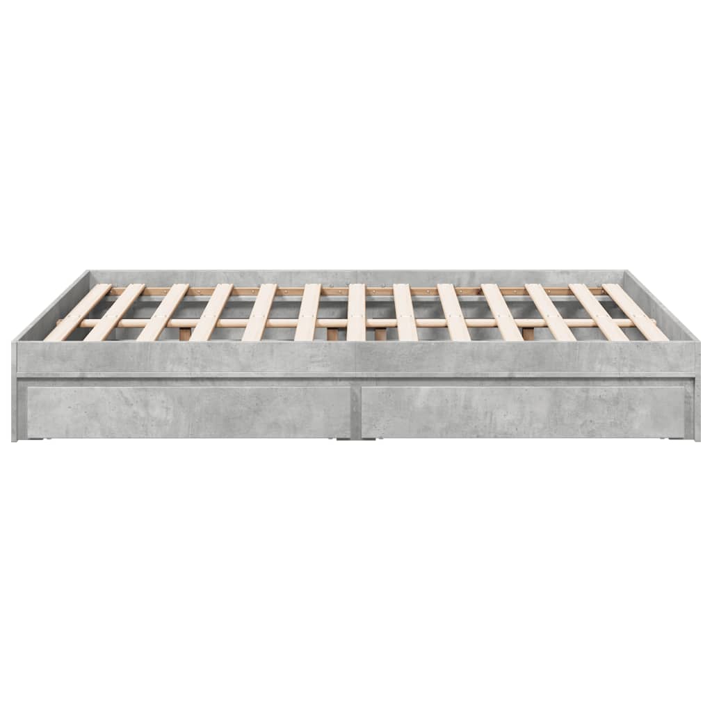 vidaXL Cama con cajones madera ingeniería gris hormigón 140x190 cm