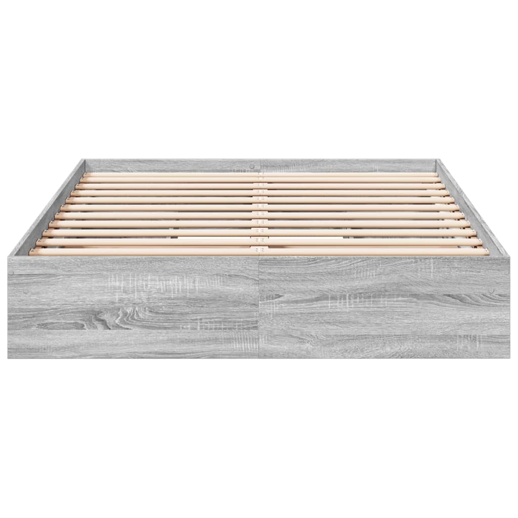 vidaXL Cama con cajones madera ingeniería gris Sonoma 140x190 cm