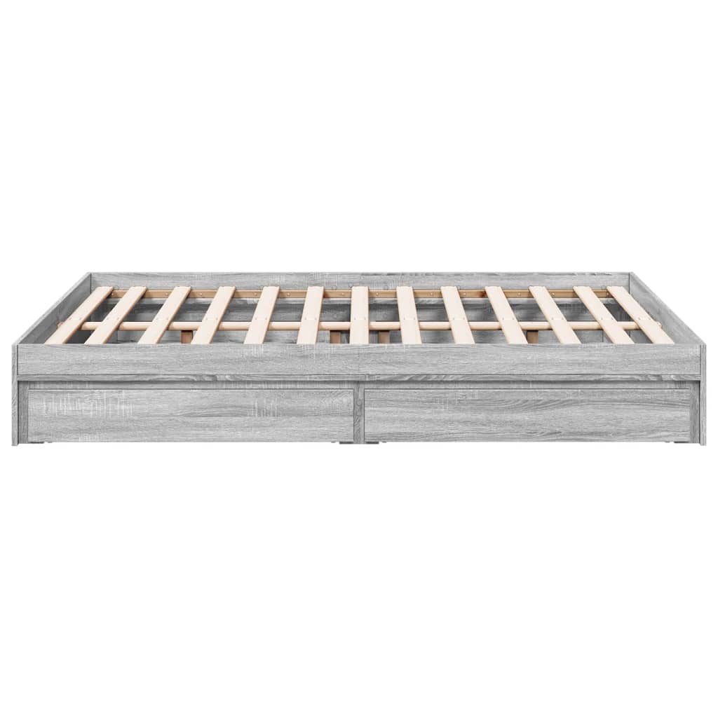 vidaXL Cama con cajones madera ingeniería gris Sonoma 140x190 cm