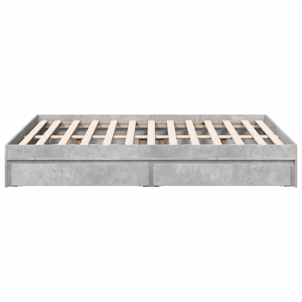 vidaXL Cama con cajones madera ingeniería gris hormigón 135x190 cm