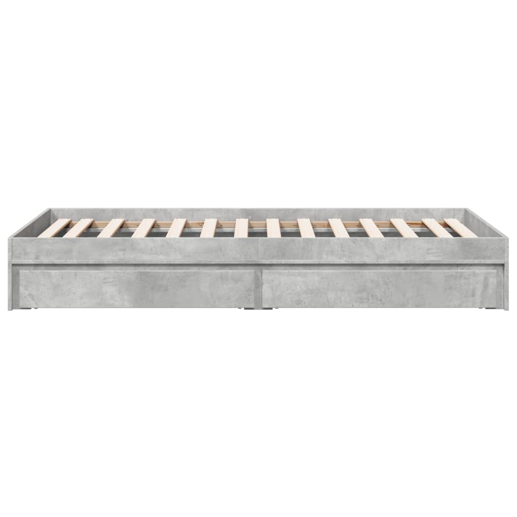 vidaXL Cama con cajones madera ingeniería gris hormigón 90x190 cm