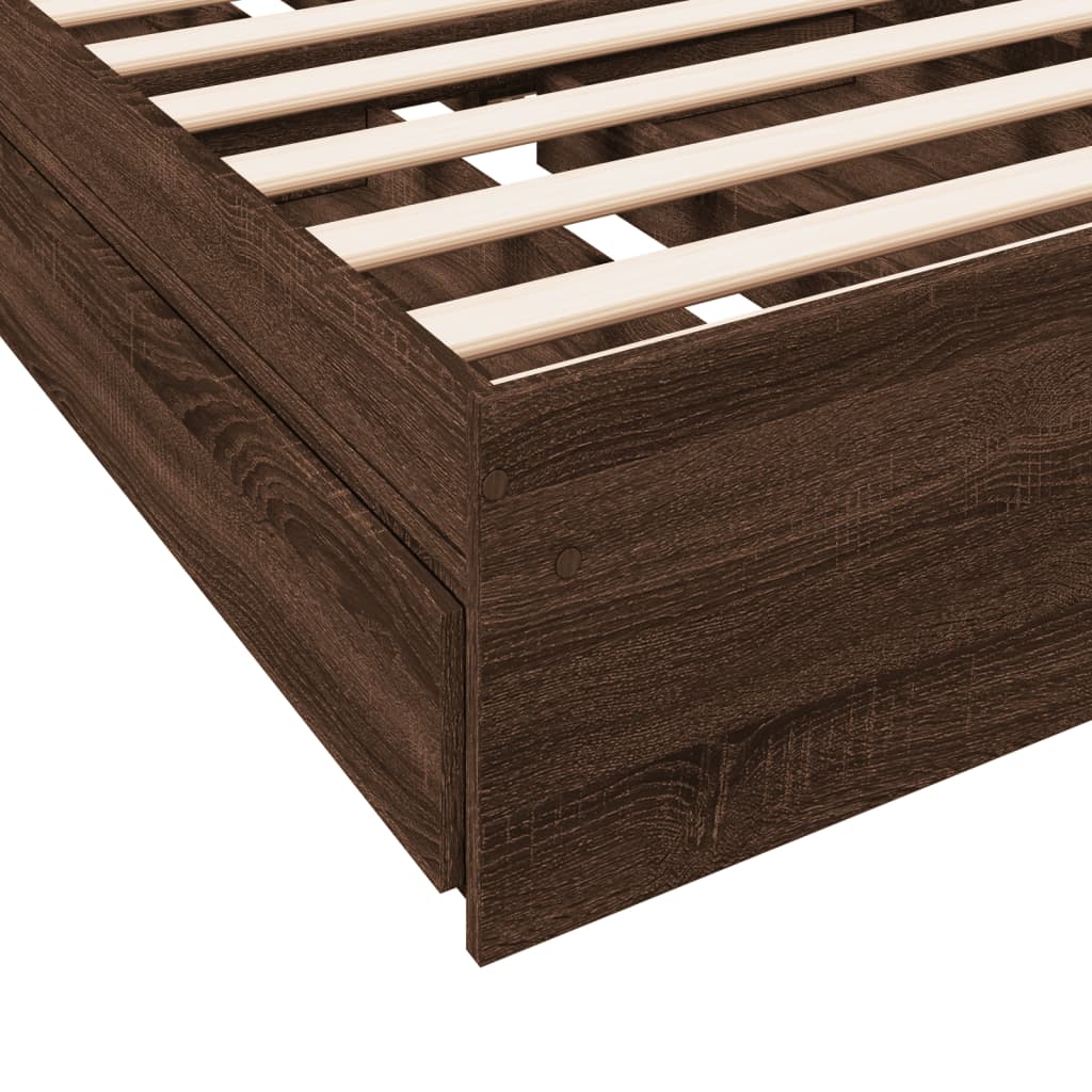 vidaXL Cama con cajones madera de ingeniería marrón roble 90x190 cm