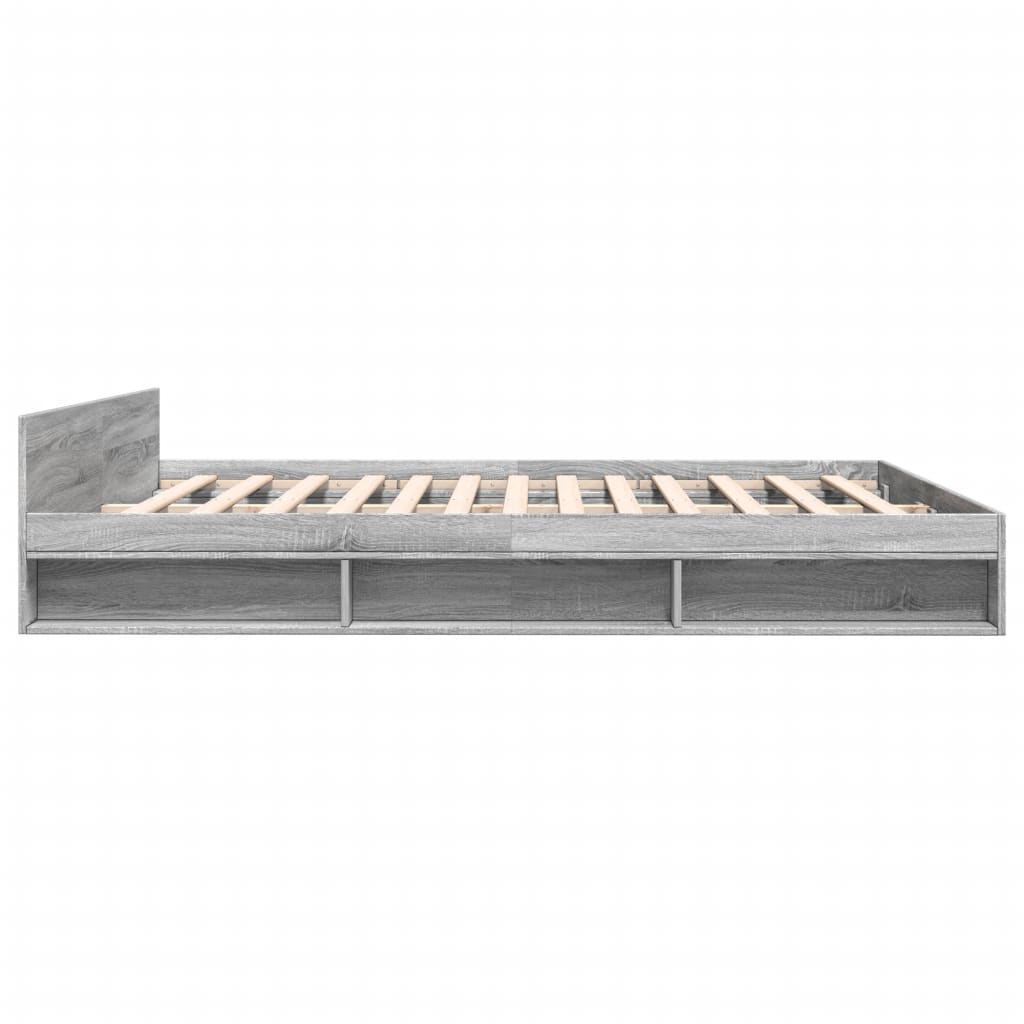 vidaXL Cama con cajones madera ingeniería gris Sonoma 200x200 cm