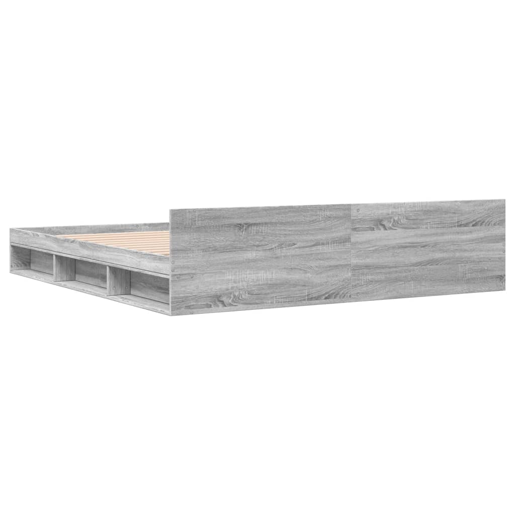 vidaXL Cama con cajones madera ingeniería gris Sonoma 200x200 cm