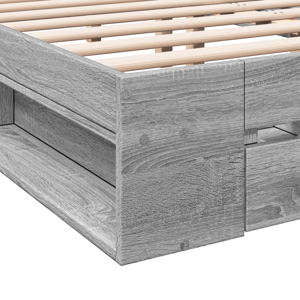 vidaXL Cama con cajones madera ingeniería gris Sonoma 200x200 cm