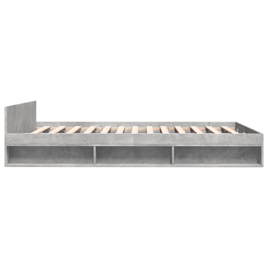 vidaXL Cama con cajones madera ingeniería gris hormigón 150x200 cm