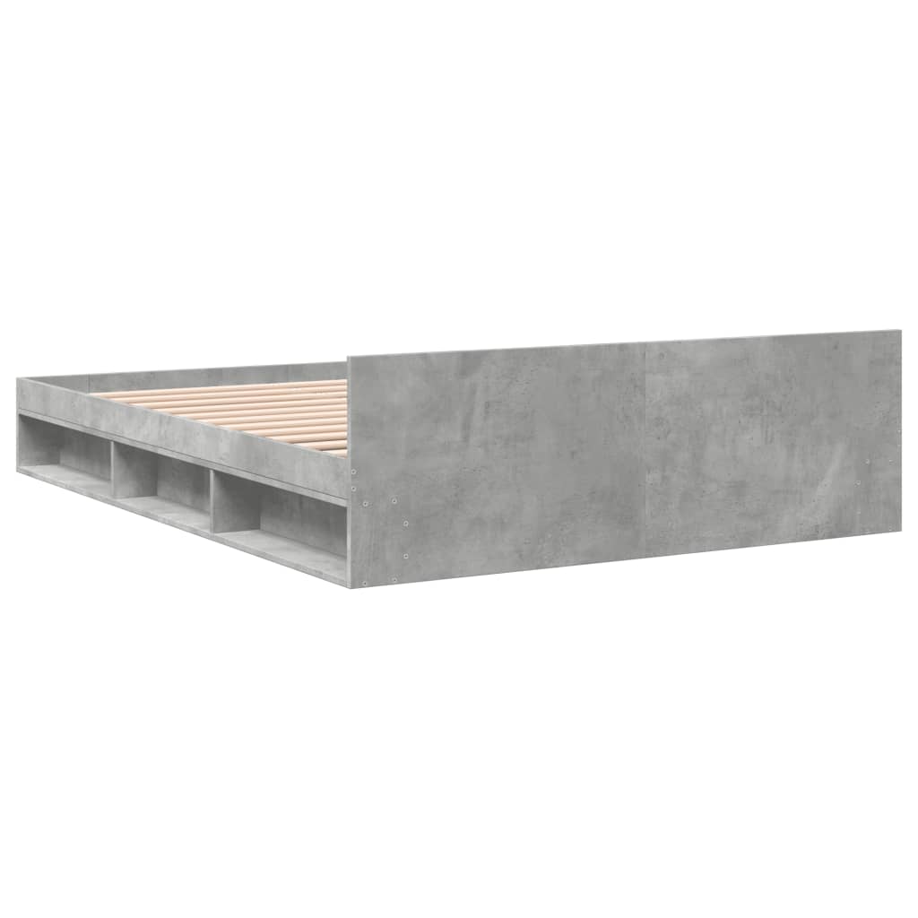 vidaXL Cama con cajones madera ingeniería gris hormigón 150x200 cm