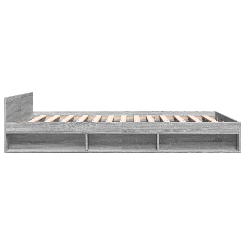 vidaXL Cama con cajones madera ingeniería gris Sonoma 150x200 cm