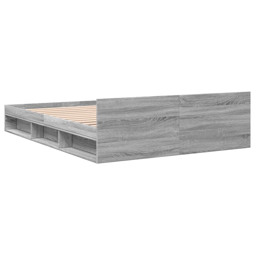 vidaXL Cama con cajones madera ingeniería gris Sonoma 150x200 cm