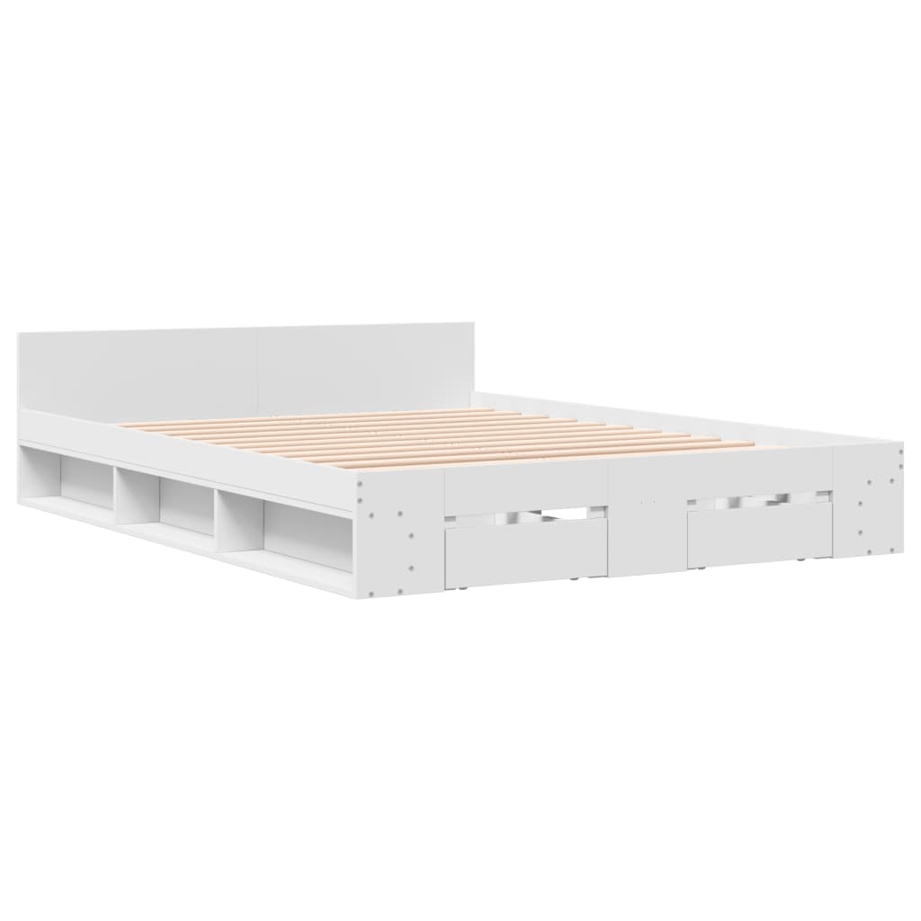 vidaXL Cama con cajones madera de ingeniería blanco 140x200 cm