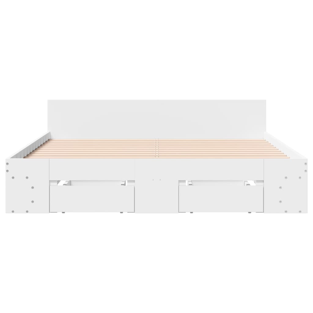 vidaXL Cama con cajones madera de ingeniería blanco 140x200 cm