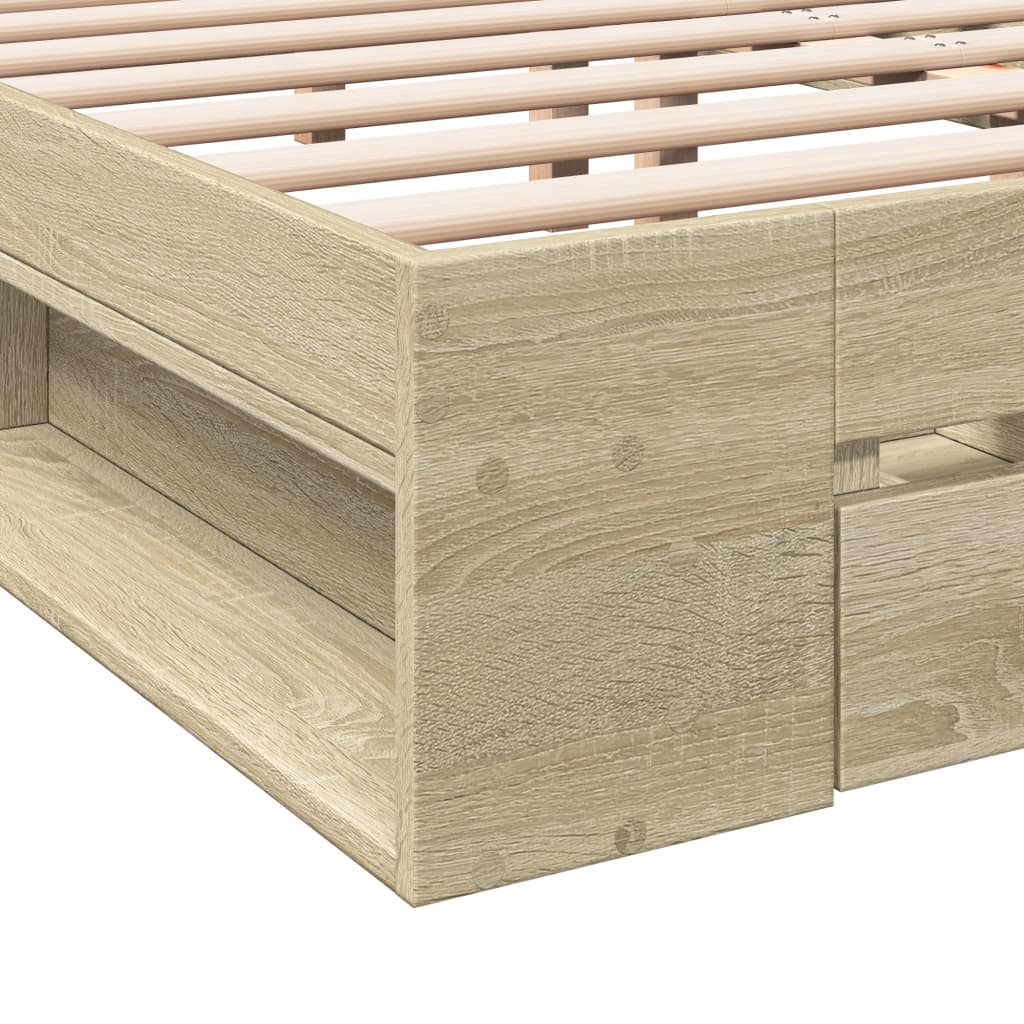 vidaXL Cama con cajones madera ingeniería roble Sonoma 120x200 cm