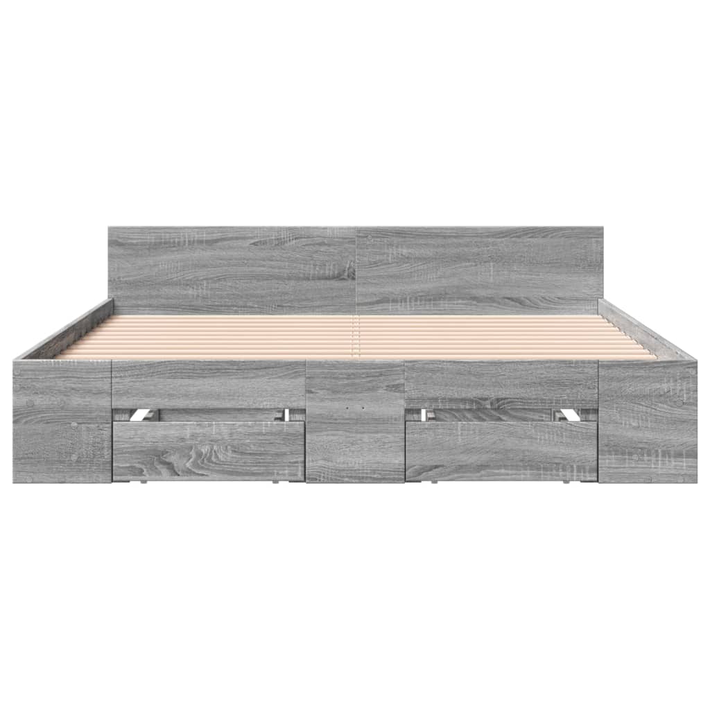 vidaXL Cama con cajones madera ingeniería gris Sonoma 120x200 cm