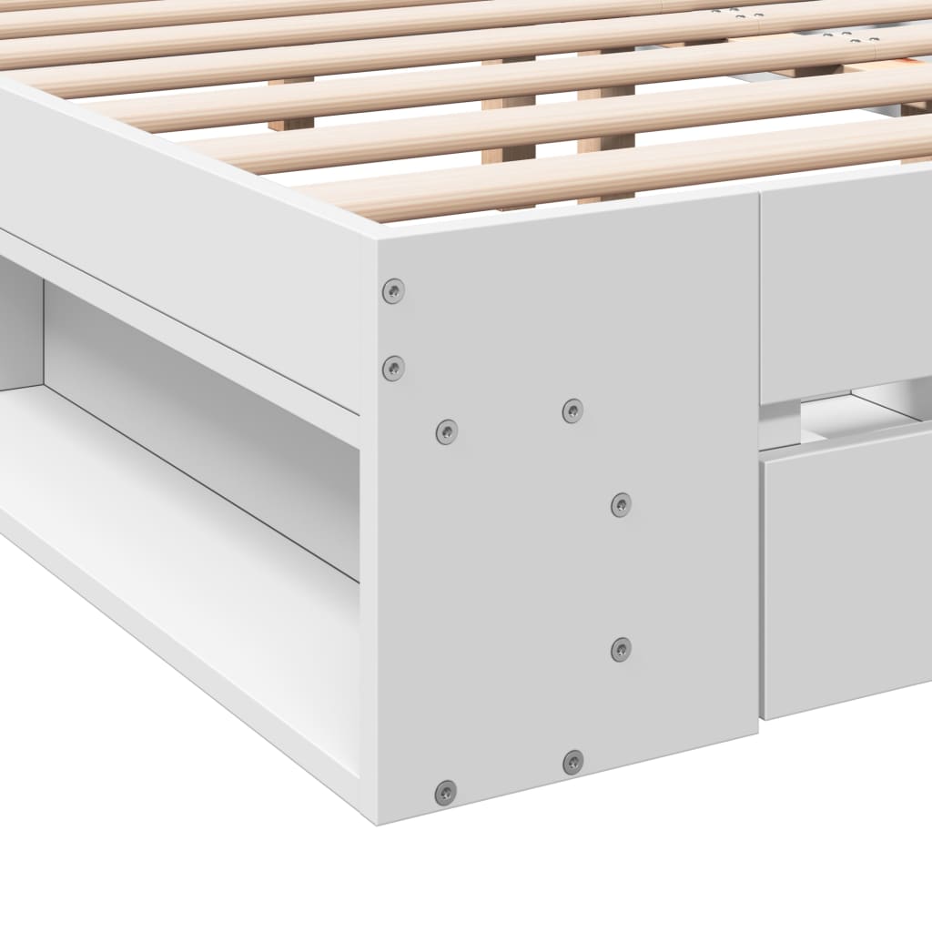 vidaXL Cama con cajones madera de ingeniería blanca 140x190 cm