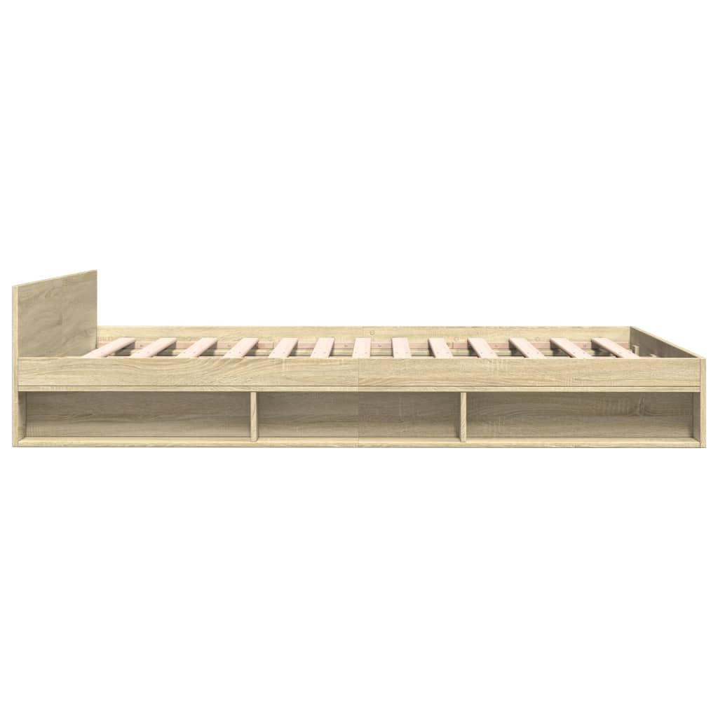 vidaXL Cama con cajones madera ingeniería roble Sonoma 135x190 cm