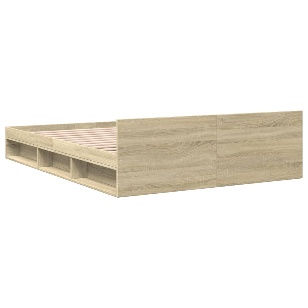 vidaXL Cama con cajones madera ingeniería roble Sonoma 135x190 cm