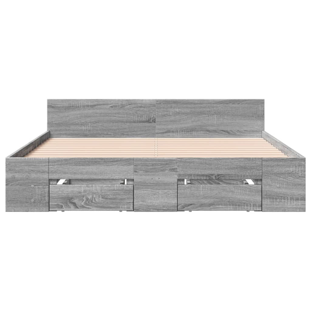 vidaXL Cama con cajones madera de ingeniería gris Sonoma 135x190 cm