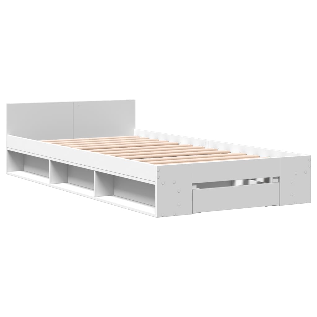 vidaXL Cama con cajón madera de ingeniería blanca 90x190 cm