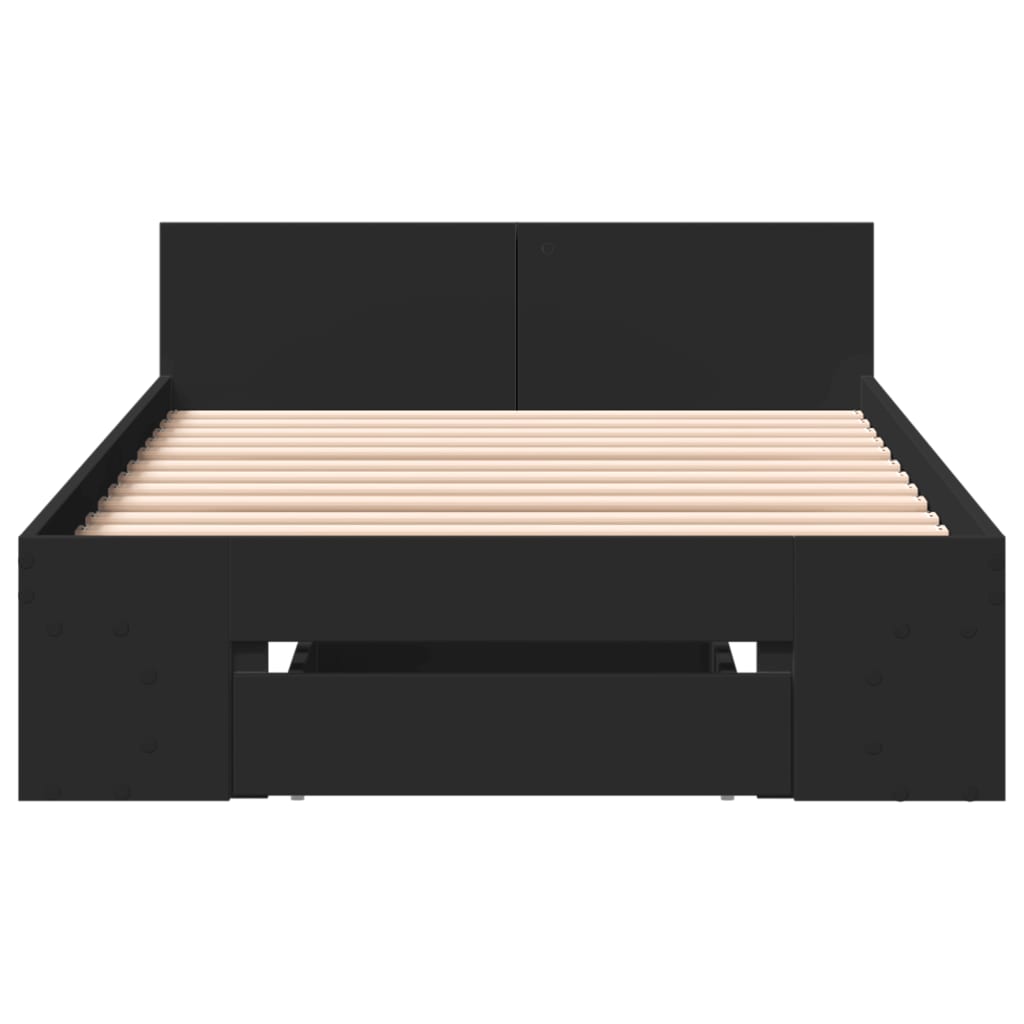 vidaXL Cama con cajón madera de ingeniería negro 90x190 cm