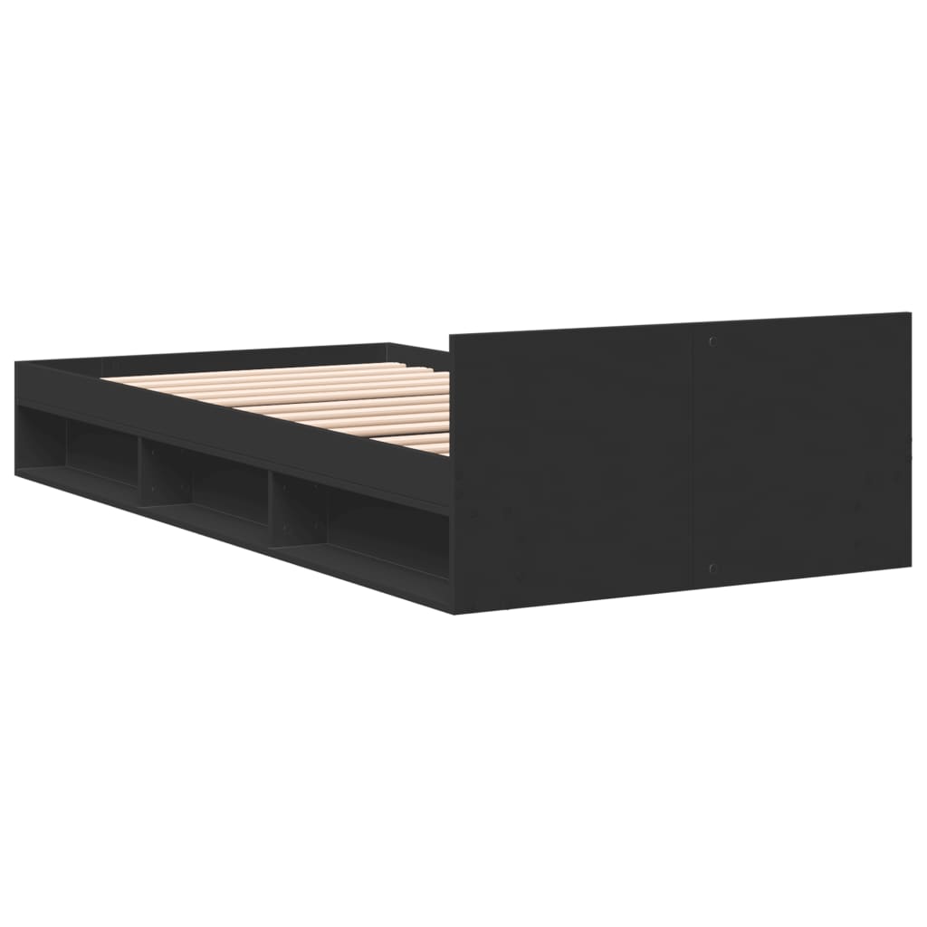 vidaXL Cama con cajón madera de ingeniería negro 90x190 cm