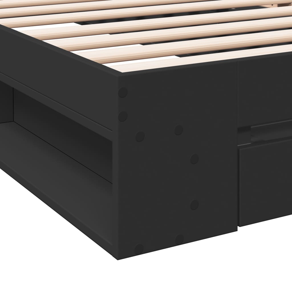 vidaXL Cama con cajón madera de ingeniería negro 90x190 cm