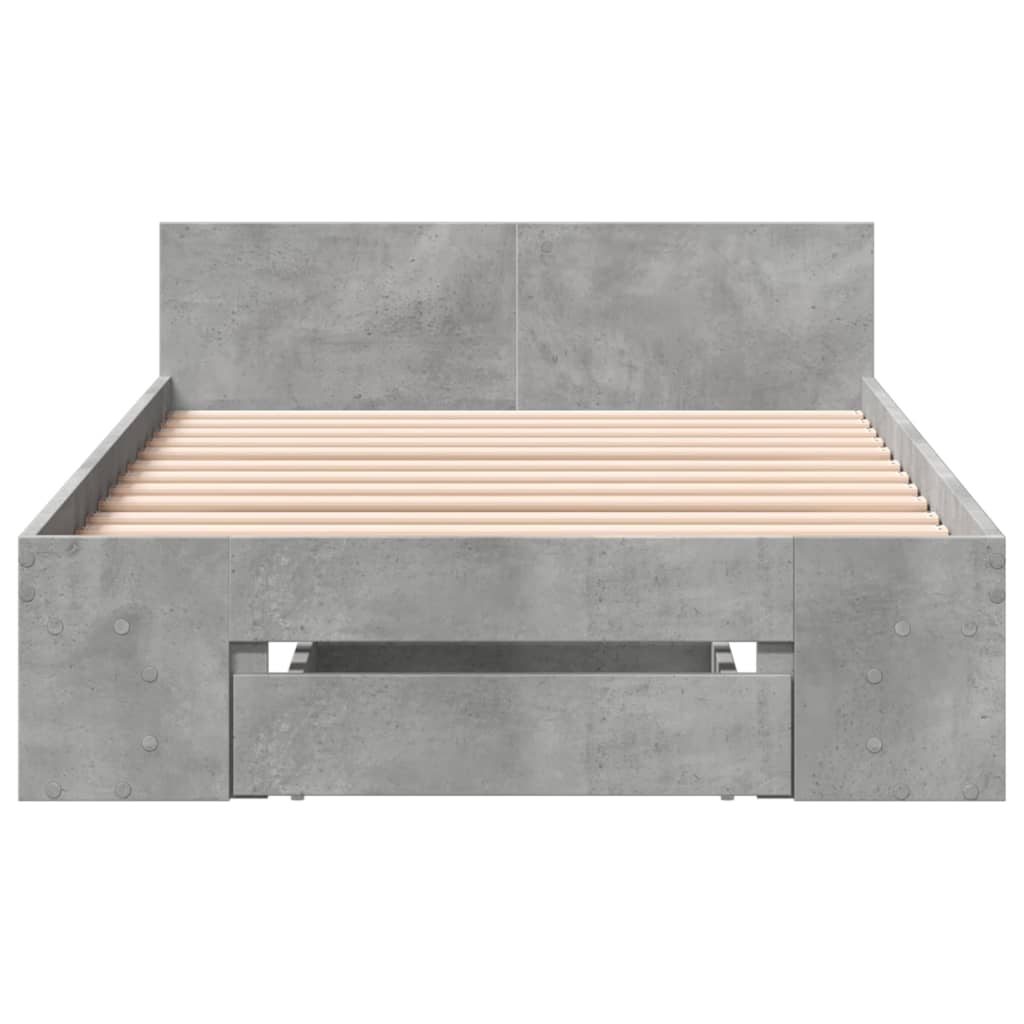 vidaXL Cama con cajón madera de ingeniería gris hormigón 90x190 cm