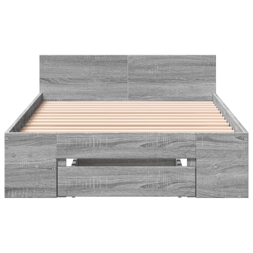 vidaXL Cama con cajón madera de ingeniería gris Sonoma 90x190 cm