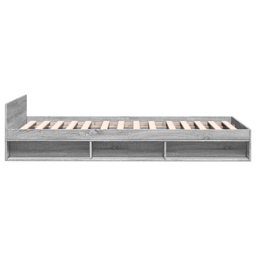 vidaXL Cama con cajón madera de ingeniería gris Sonoma 90x190 cm