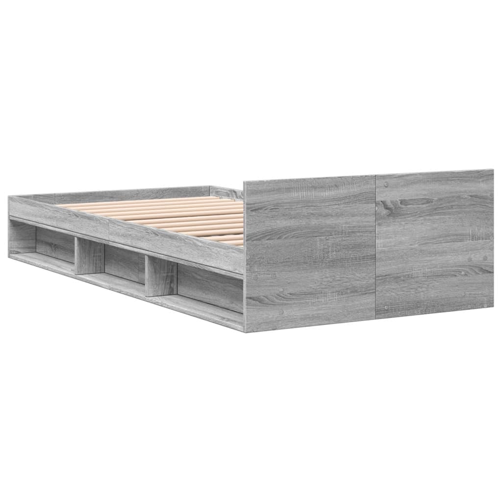 vidaXL Cama con cajón madera de ingeniería gris Sonoma 90x190 cm