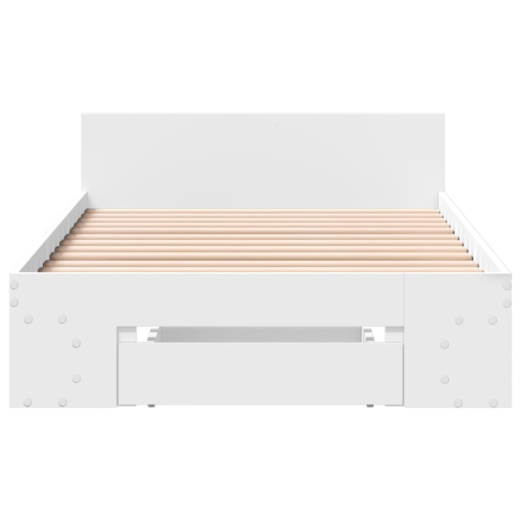 vidaXL Cama con cajón madera de ingeniería blanco 100x200 cm