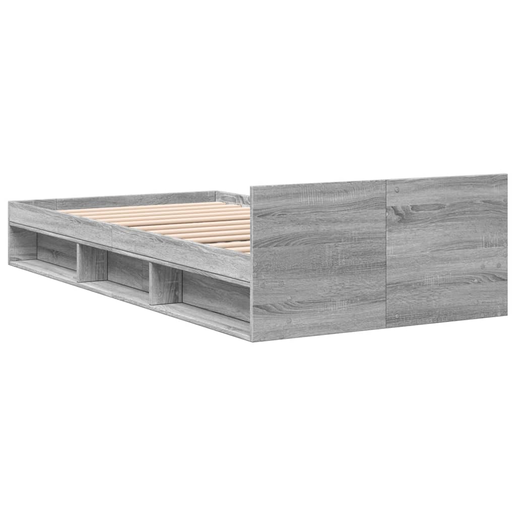 vidaXL Cama con cajón madera ingeniería gris Sonoma 100x200 cm