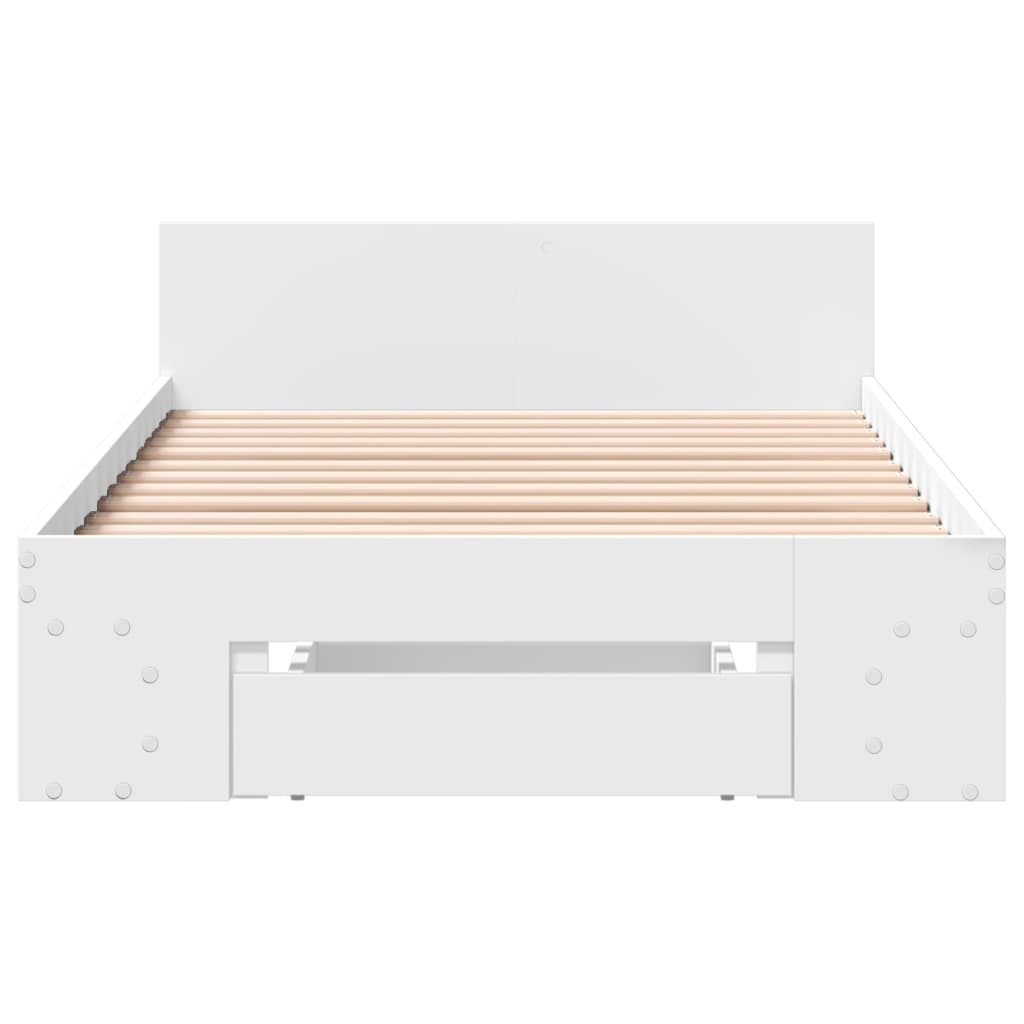 vidaXL Cama con cajón madera de ingeniería blanca 90x200 cm