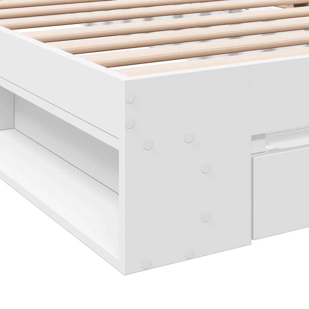 vidaXL Cama con cajón madera de ingeniería blanca 90x200 cm