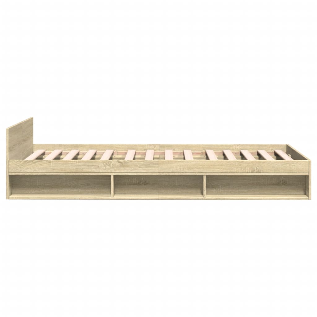 vidaXL Cama con cajón madera ingeniería roble Sonoma 90x200 cm