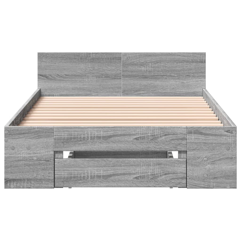 vidaXL Cama con cajón madera de ingeniería gris Sonoma 90x200 cm