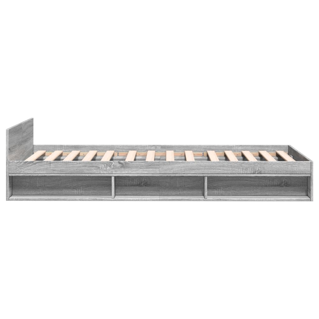 vidaXL Cama con cajón madera de ingeniería gris Sonoma 90x200 cm