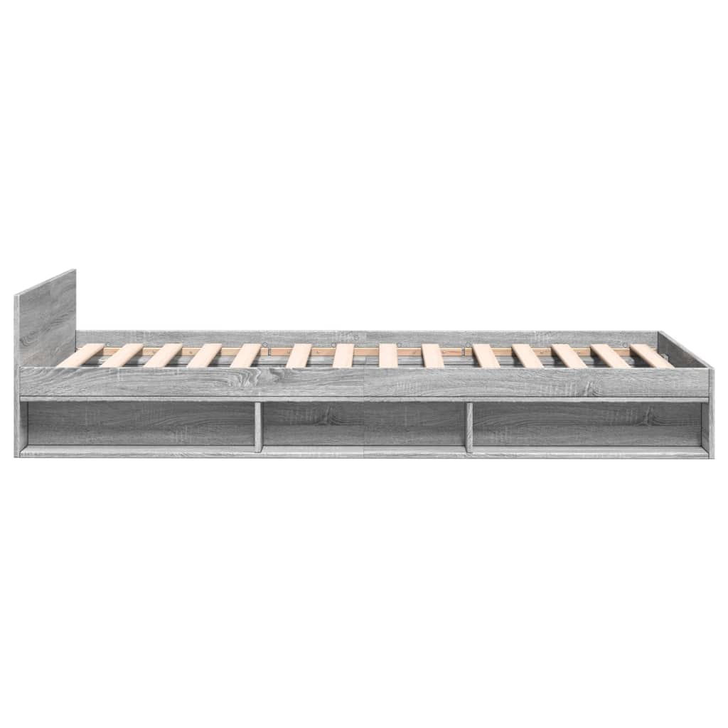 vidaXL Cama con cajón madera de ingeniería gris Sonoma 75x190 cm