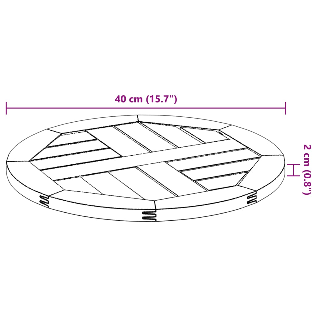 vidaXL Tablero de mesa redondo madera maciza de acacia Ø40x2 cm