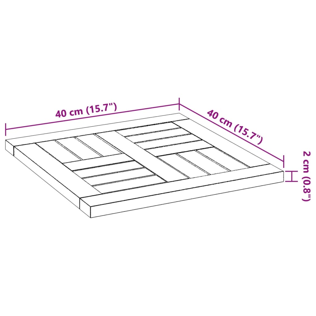 vidaXL Tablero de mesa cuadrado madera maciza de acacia 40x40x2 cm