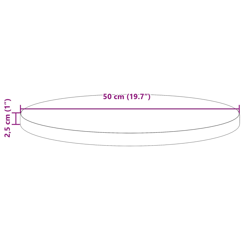 vidaXL Tablero de mesa redondo madera maciza de pino marrón Ø50x2,5 cm