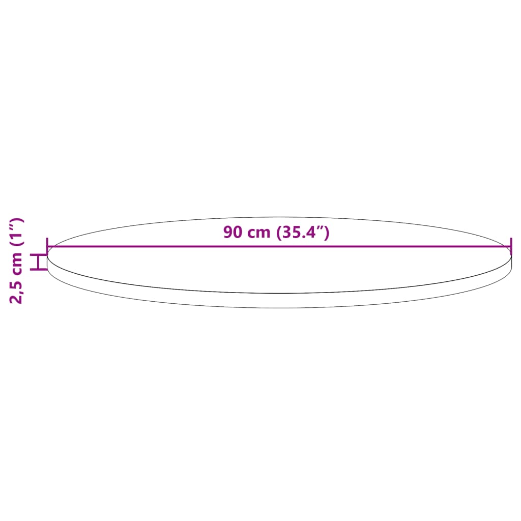 vidaXL Tablero de mesa redondo madera maciza de pino marrón Ø90x2,5 cm