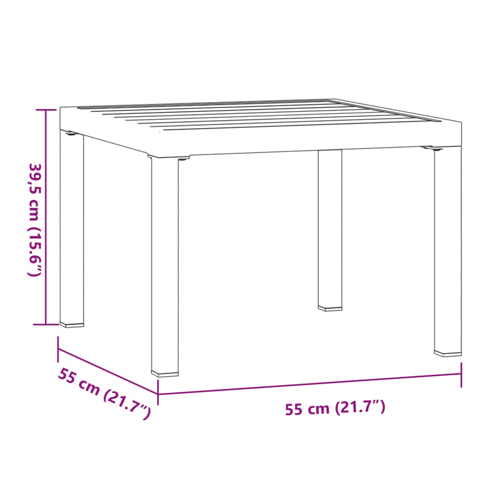 vidaXL Mesa de jardín acero recubrimiento en polvo negro 55x55x39,5 cm