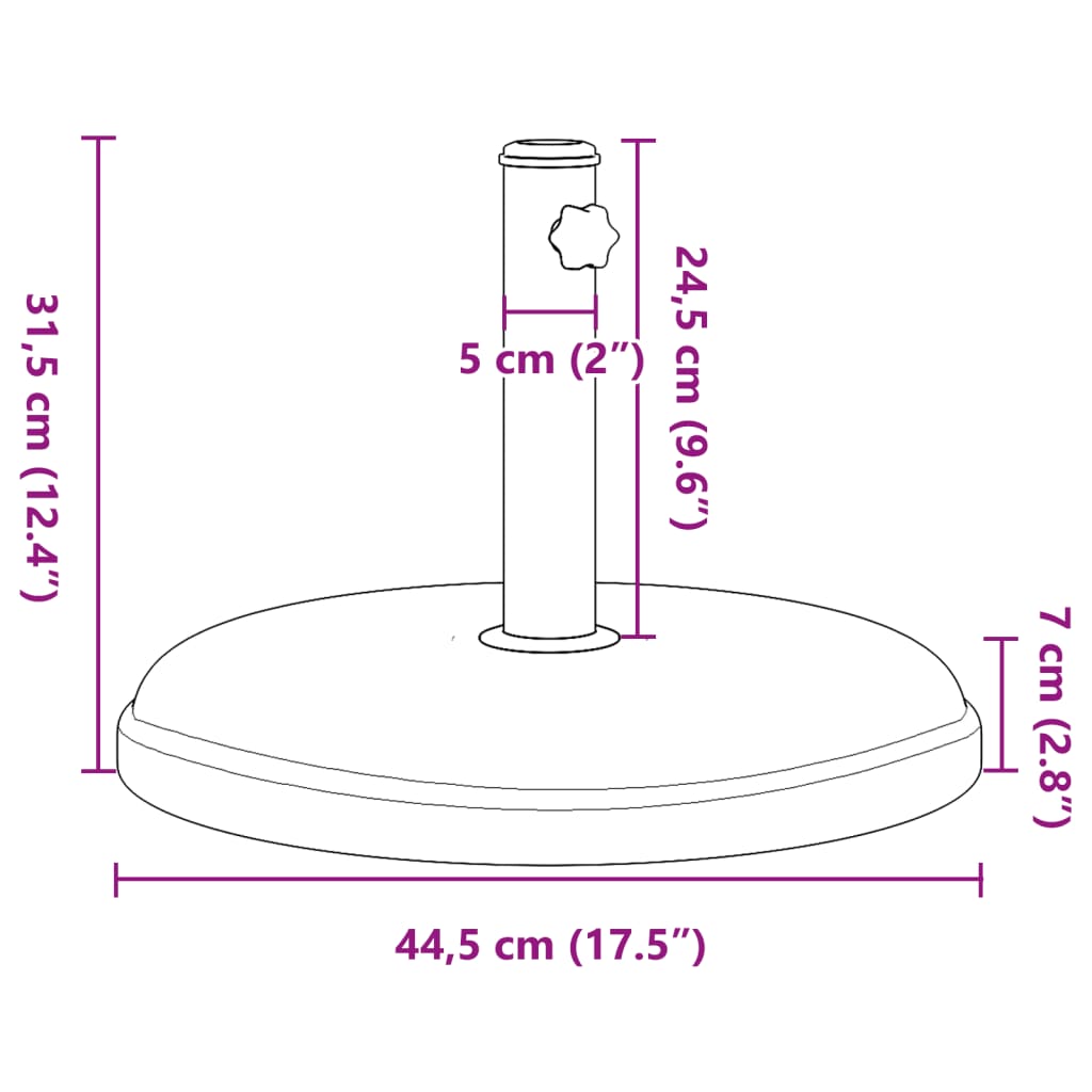 vidaXL Base de sombrilla redonda para palos de Ø32/35/38 mm 15 kg