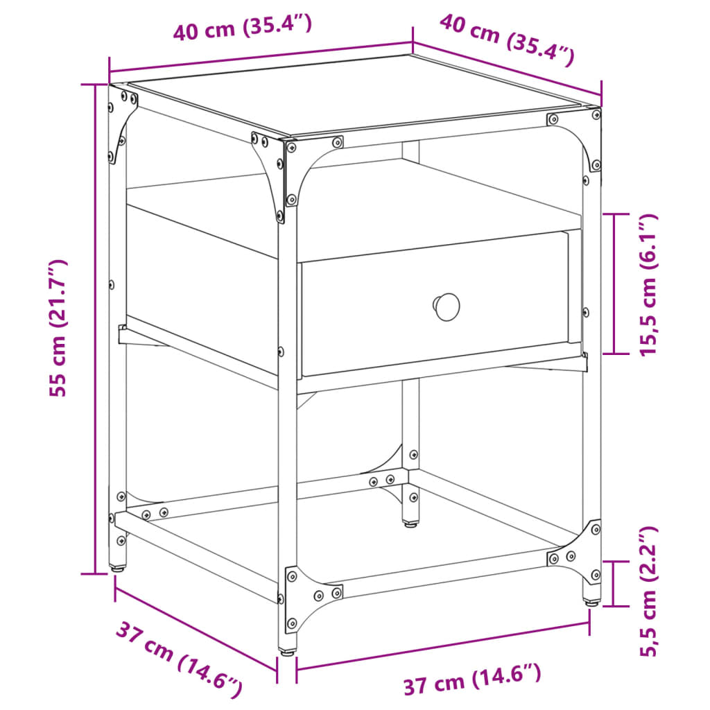 vidaXL Mesita de noche madera de ingeniería negra 40x40x55 cm